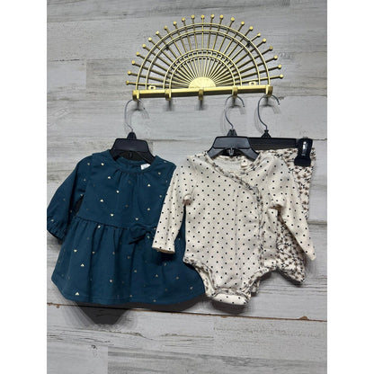 Jessica Simpson Carter's Baby Girls 3-6M Teal Floral Heart Outfit Lot EUC0