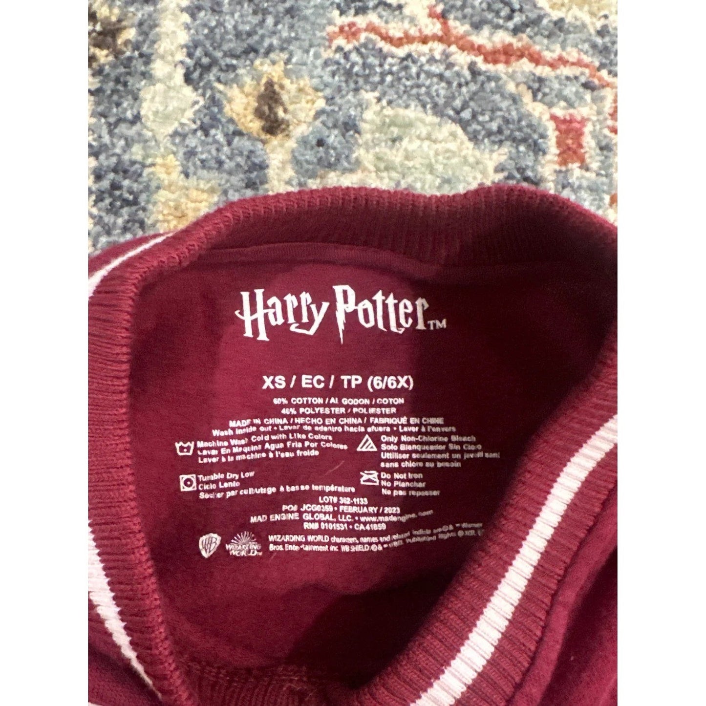 Harry Potter Sweatshirt Girls XS 6/6X Maroon Gryffindor Alumni Seeker1