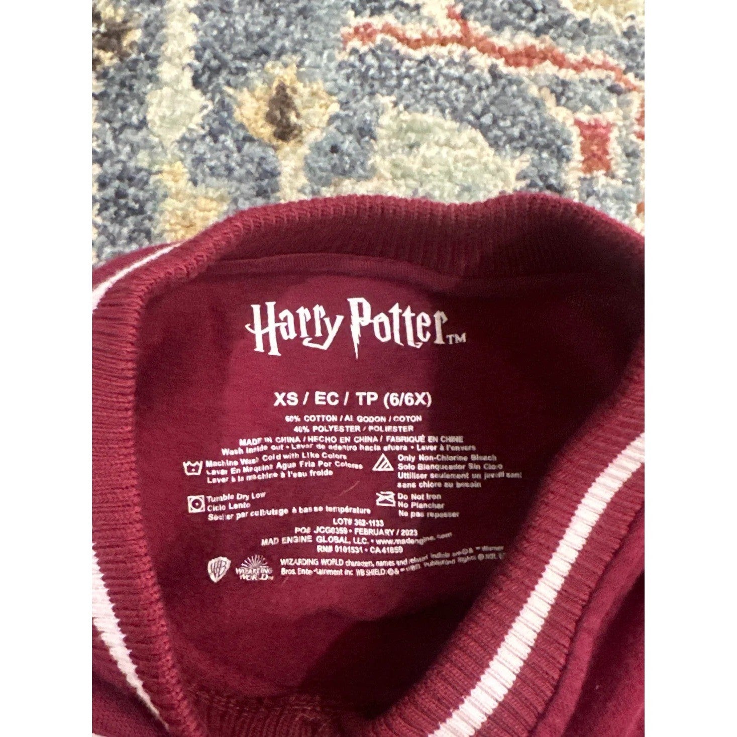 Harry Potter Sweatshirt Girls XS 6/6X Maroon Gryffindor Alumni Seeker1