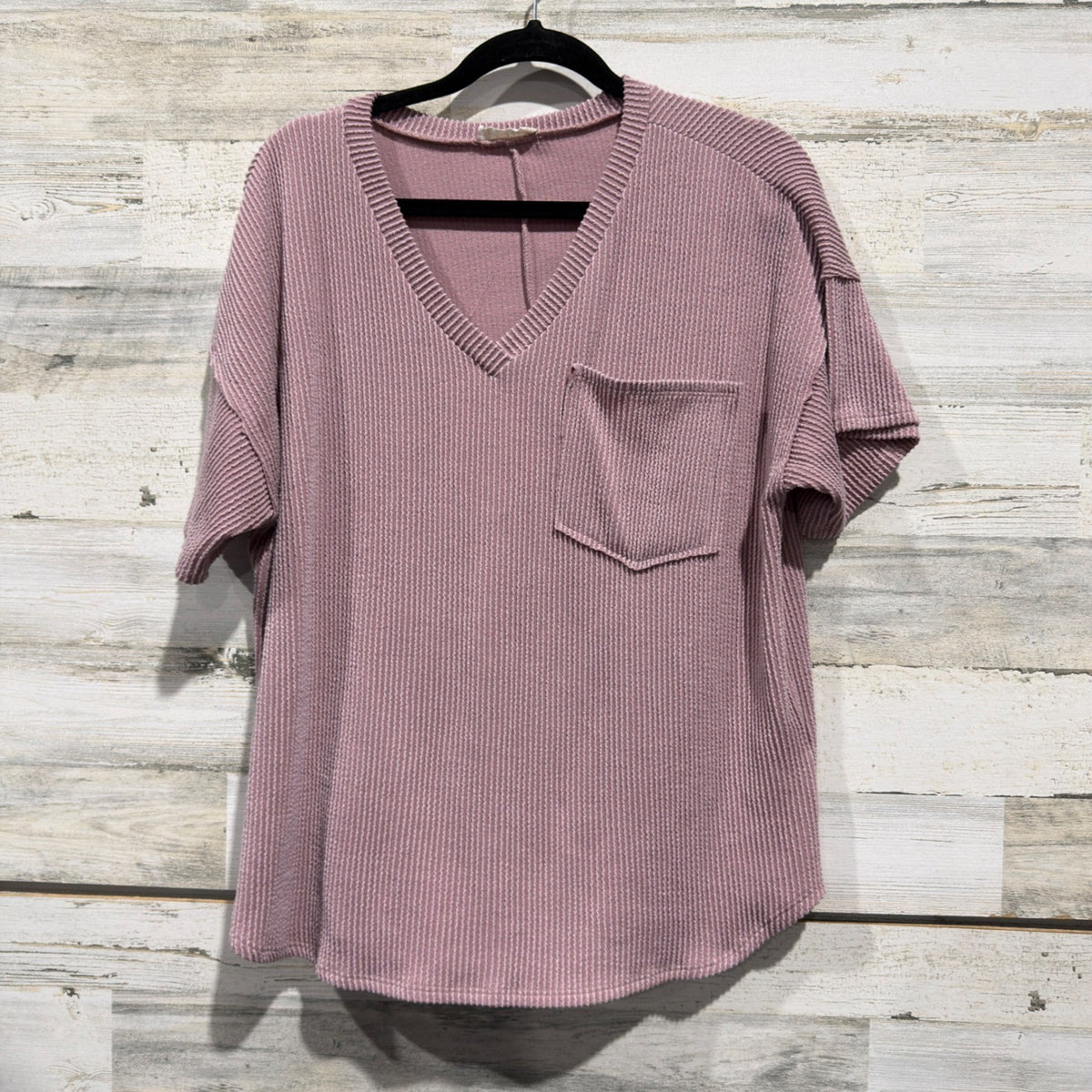 Altar'd State V-Neck Top Women S Mauve Waffle Knit Pocket Casual0