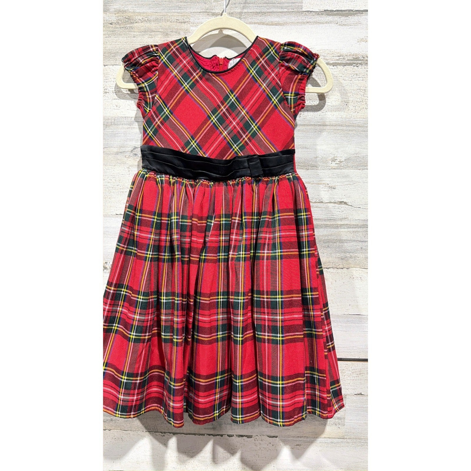 Trish Scully Plaid Dress Girls 8 Red Tartan Holiday Christmas Classic *Flawed0