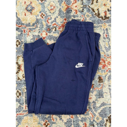 Nike Sweatpants Boys Large Navy Blue Fleece Joggers Sportswear *Flawed0