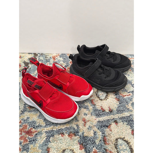 Under Armour Nike Sneakers Boys 10 Black Red Athletic Running Shoes0