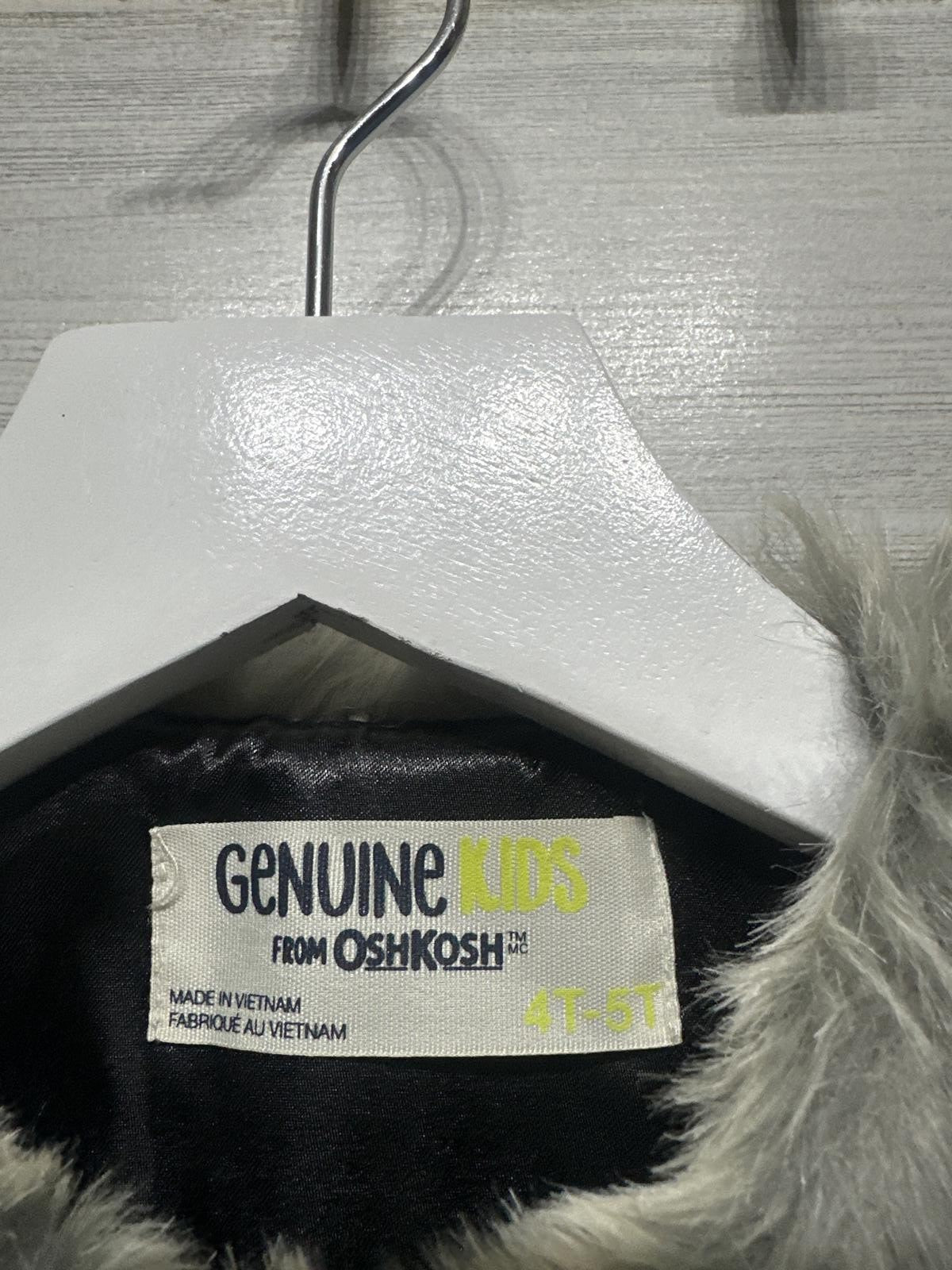 Genuine Kids OshKosh Faux Fur Vest Girls 4T-5T Grey Soft Plush Layer EUC1