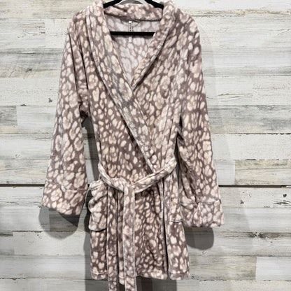 Soma Plush Robe Women XXL Tan Snow Leopard Animal Print Loungewear EUC0