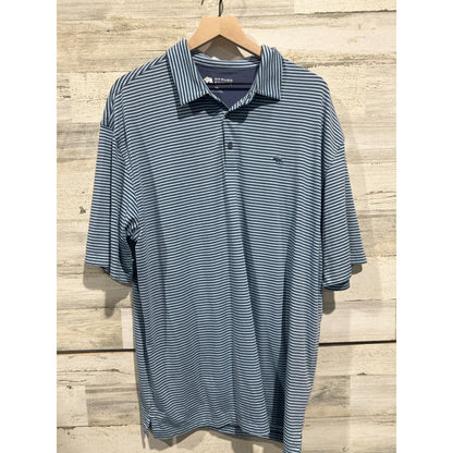 Onward Reserve Polo Shirt Mens XXL Blue Stripe Performance Golfcore EUC0