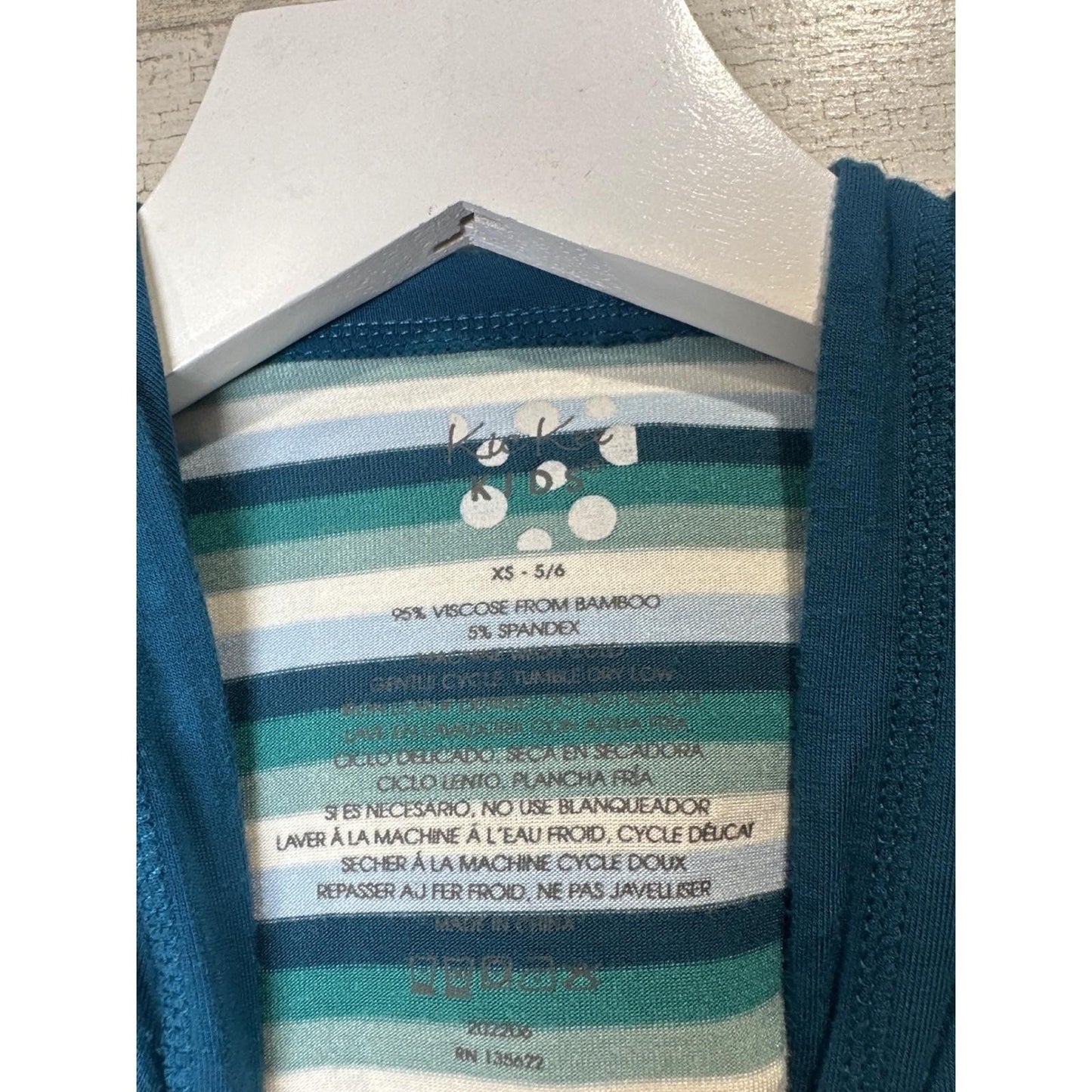 Kickee Pants Striped Hoodie Kids XS 5/6 Blue Green Bamboo Henley EUC1