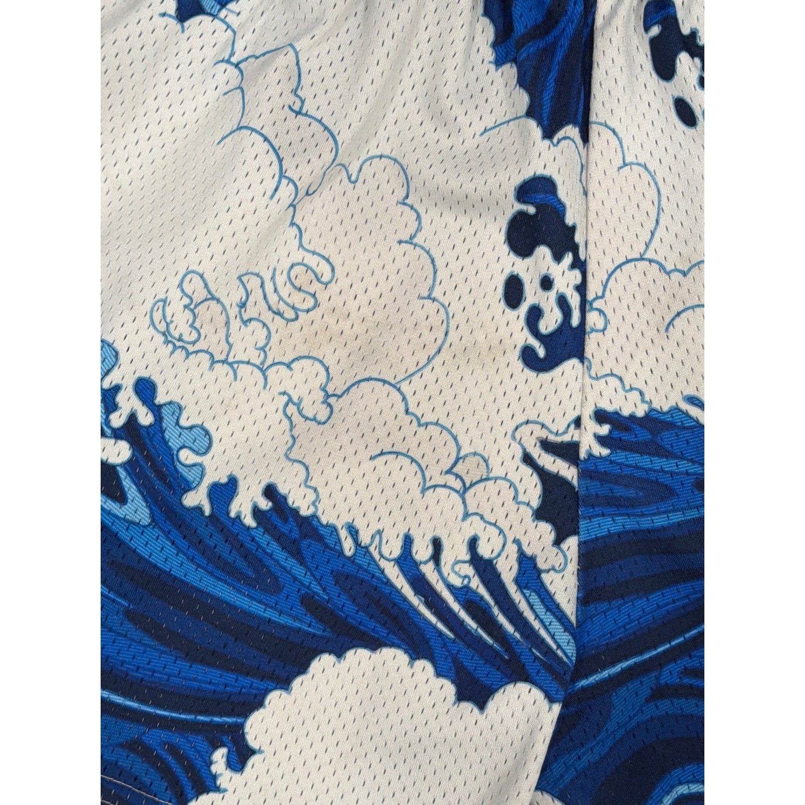 BKTSQD Mesh Basketball Shorts Men XS Blue Great Wave Hokusai Streetwear *Flawed7