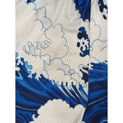 BKTSQD Mesh Basketball Shorts Men XS Blue Great Wave Hokusai Streetwear *Flawed7
