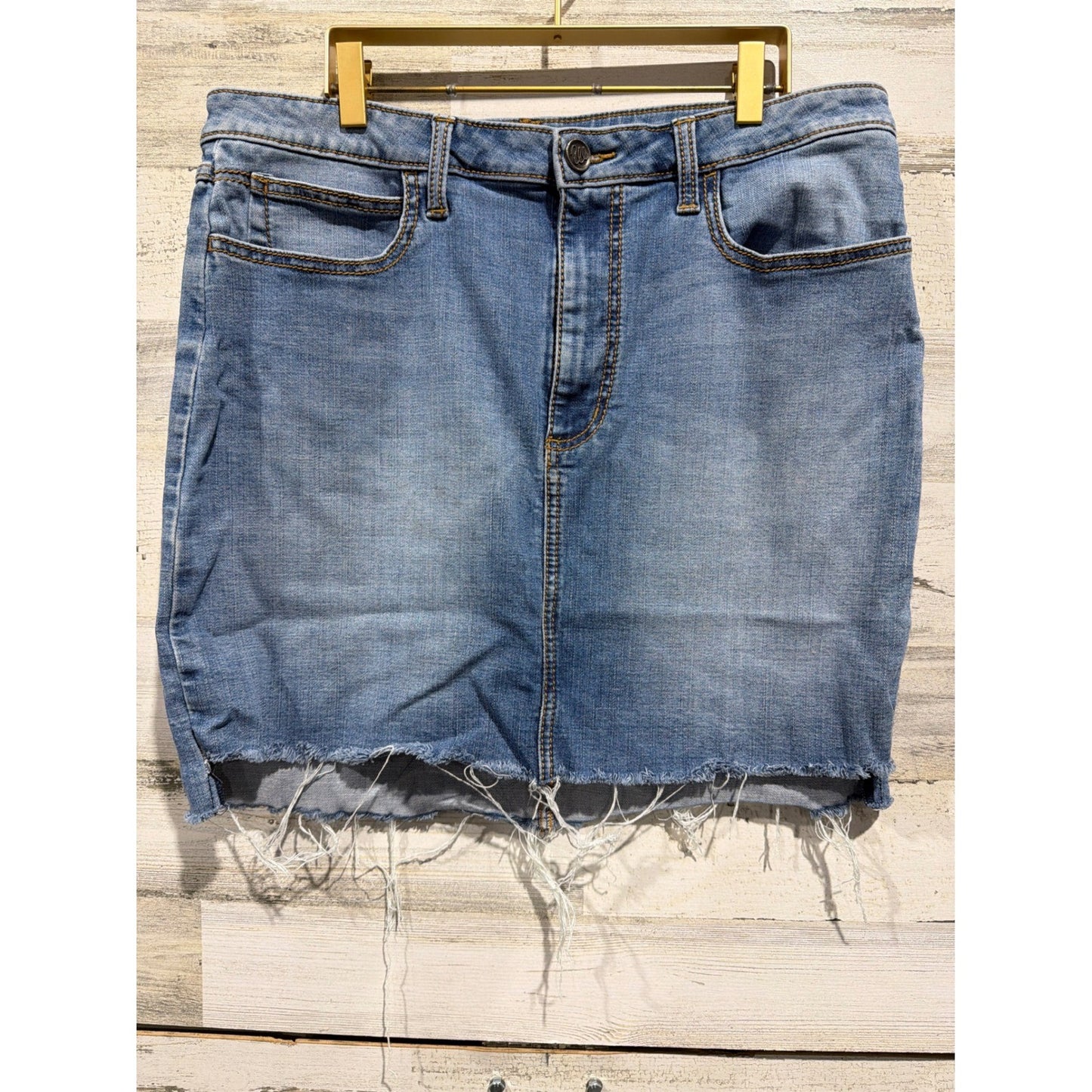 Wrangler Mini Skirt Women Juniors 15 Blue Denim Raw Hem EUC0