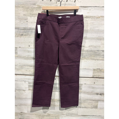 Nine West Jeans Women 14 Purple Heidi Pull On Straight Leg Dark Academia NWT0