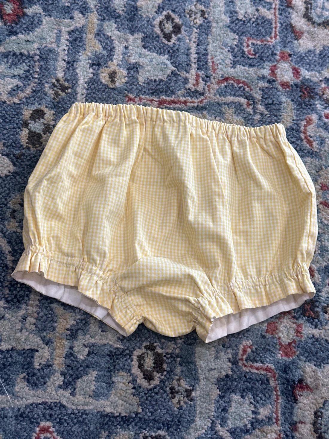 Bloomers Girls 3T Yellow Gingham Ruffle Diaper Cover EUC0