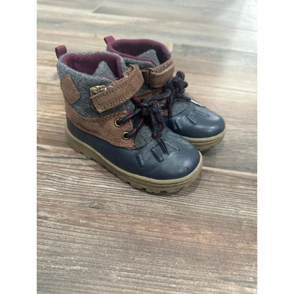 Carter's Duck Boots Boys Size 8 Navy Brown Felt Mixed Media Gorpcore0