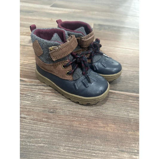 Carter's Duck Boots Boys Size 8 Navy Brown Felt Mixed Media Gorpcore0