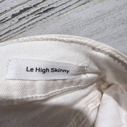 Frame Le High Skinny Jeans Women 24 Blanc White Cotton Blend Designer Flawed*6