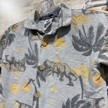 Jurassic World Dinosaur Short Set Boys 5T Grey 100% Cotton Tropical Summer EUC1