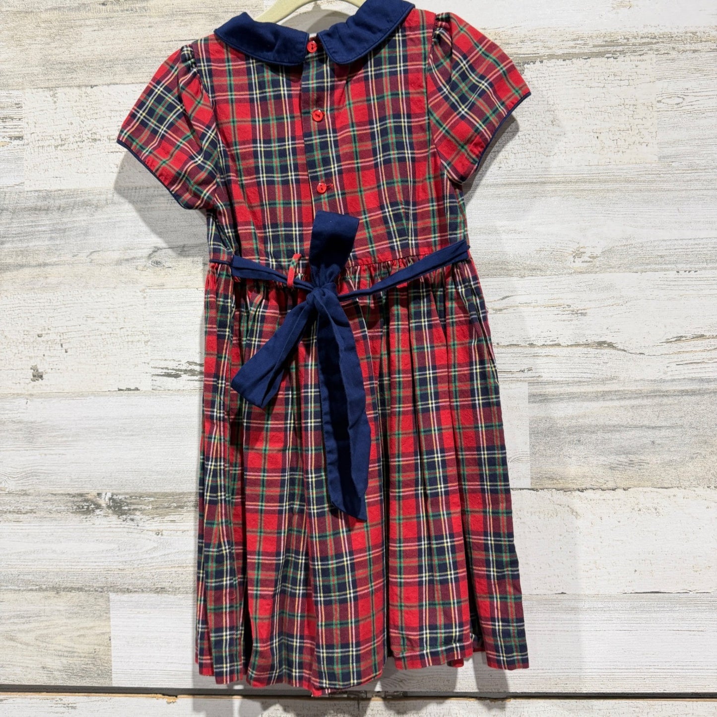 Edgehill Collection Plaid Dress Girls 5 Red Tartan Holiday Preppy EUC1