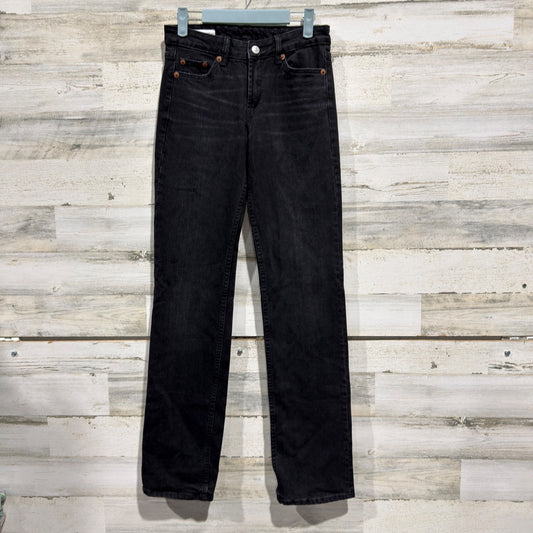 Zara Straight Leg Jeans Women Size 0 Black Denim Modern EUC0