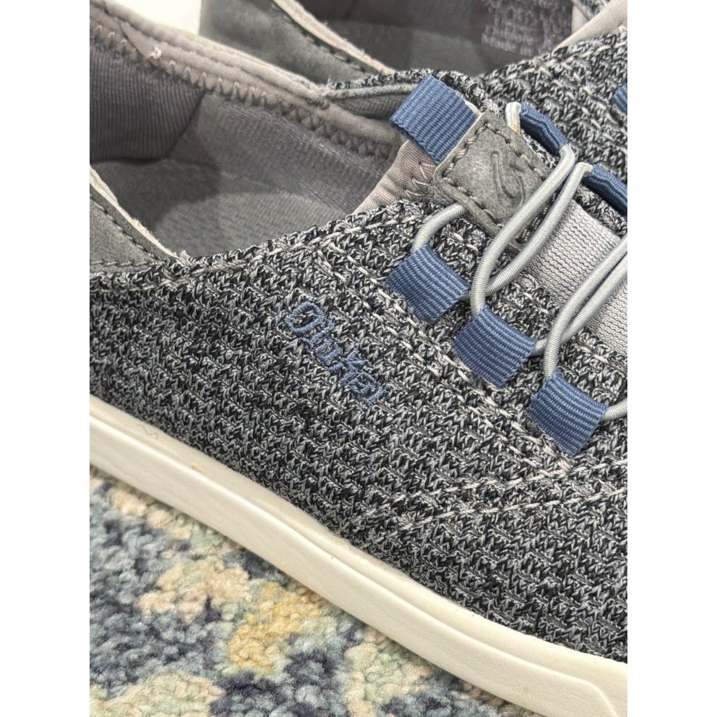 OluKai Nohea Mesh Sneakers Boys Size 12 Gray Blue Slip On Casual EUC1
