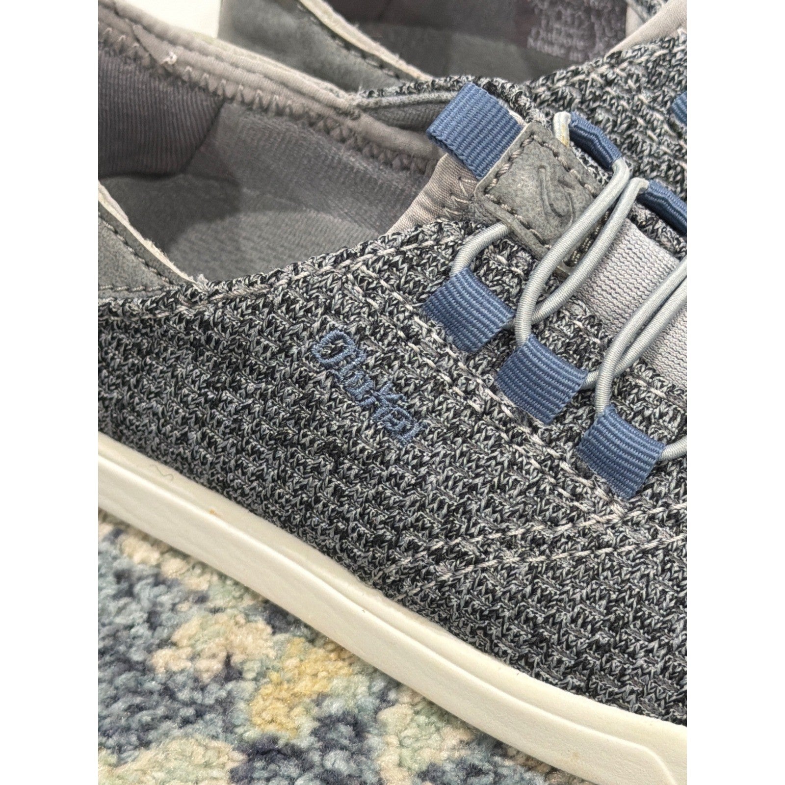 OluKai Nohea Mesh Sneakers Boys Size 12 Gray Blue Slip On Casual EUC1