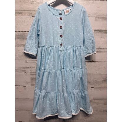 Swoon Baby Dress Girls Size 10 Light Blue Polka Dot Tiered NWT1