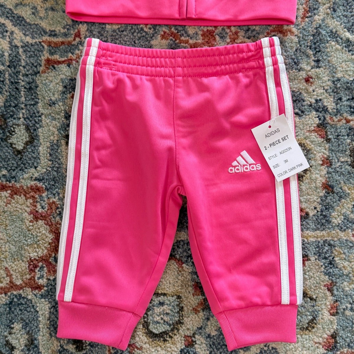 Adidas Tracksuit 2 Piece Set Girls 3M Dark Pink Sporty NWT4