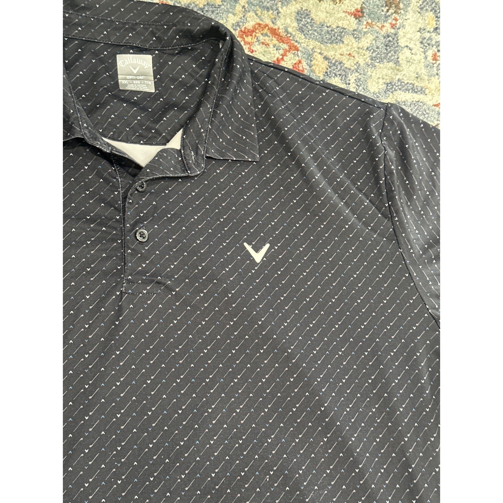 Callaway Golf Polo Shirt Lot Mens XXL Blue Black Striped Microprint5