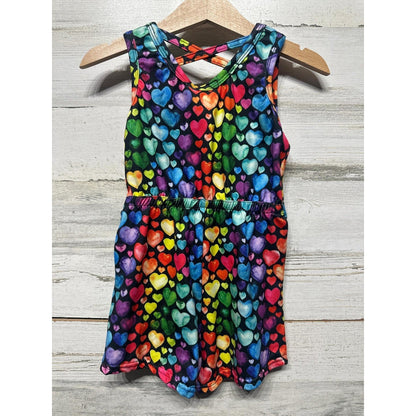 Little Dress Shoppe Romper Girls 3 Rainbow Heart Print Kidcore EUC1