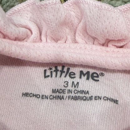 Little Me Footed Sleeper Girls 3M Pink Rosebud Pointelle Ruffle Coquette EUC3