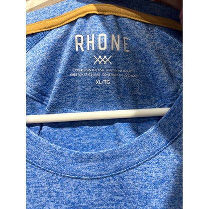 Rhone Reign Short Sleeve Shirt Mens XL Blue Heather Performance Gym Workout EUC2