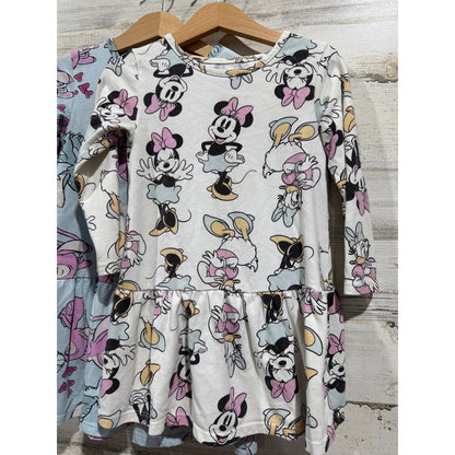 Disney Minnie Mouse Vest Dress Pants Girls 3T 4T Pink Blue Character EUC3