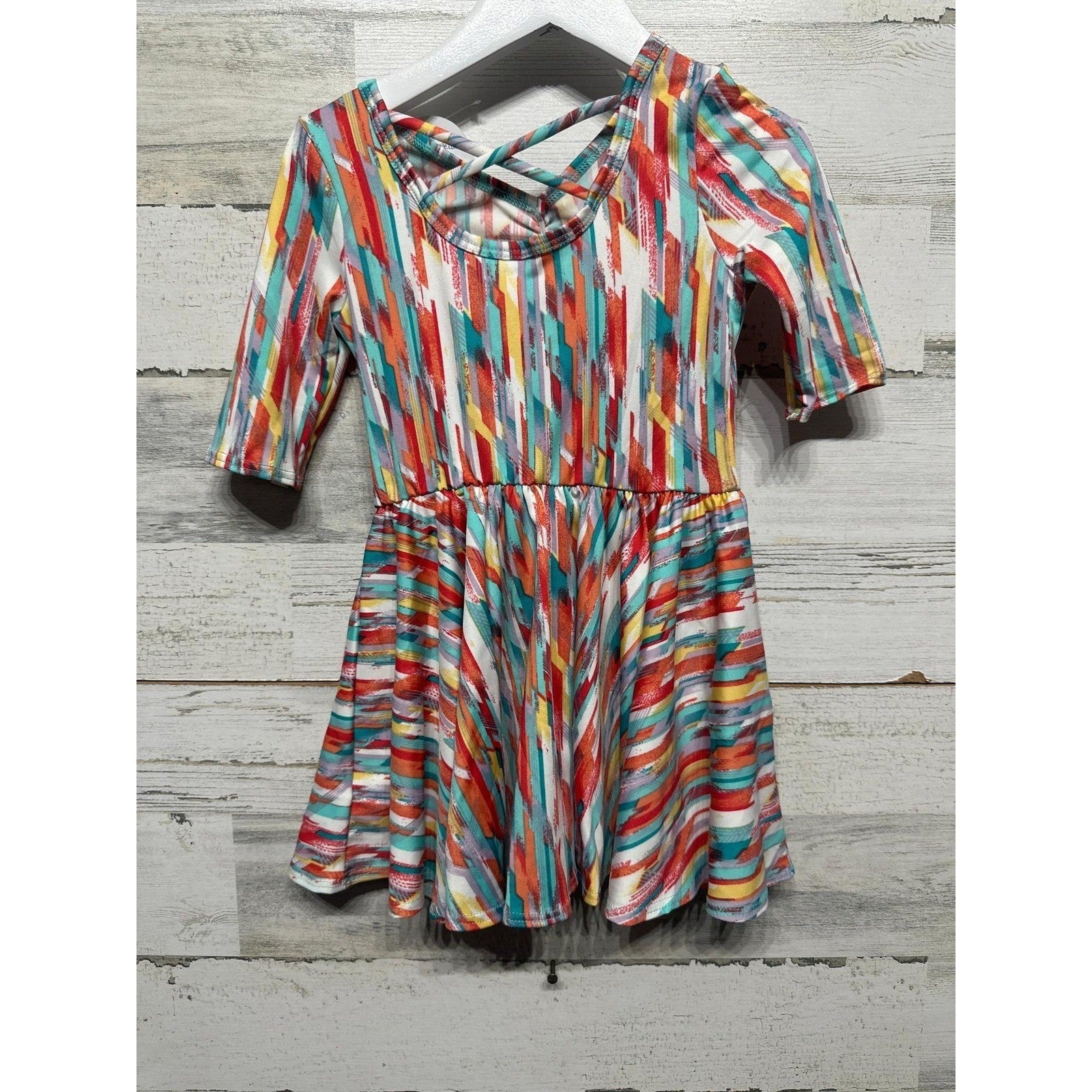 Dot Dot Smile Ballerina Dress Girls 2T Multicolor Geometric Strappy Back NWT0