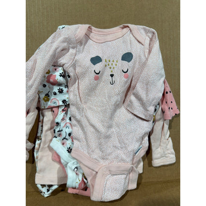 Gerber Onesies Leggings Bundle Girls NB Pink Floral Rainbow Babycore EUC5