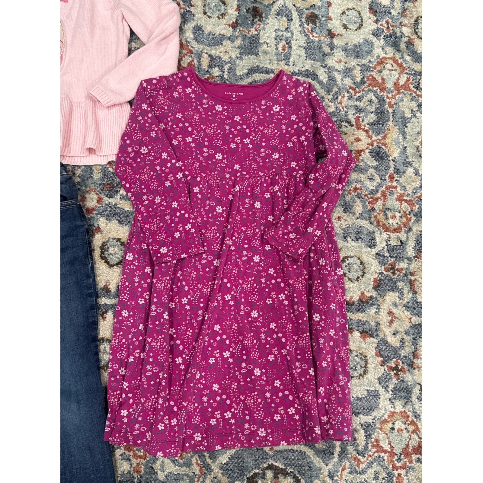 Lands End Gymboree Girls 6/6x Pink Purple Blue Floral Denim 3pc Bundle3