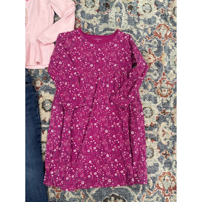 Lands End Gymboree Girls 6/6x Pink Purple Blue Floral Denim 3pc Bundle3