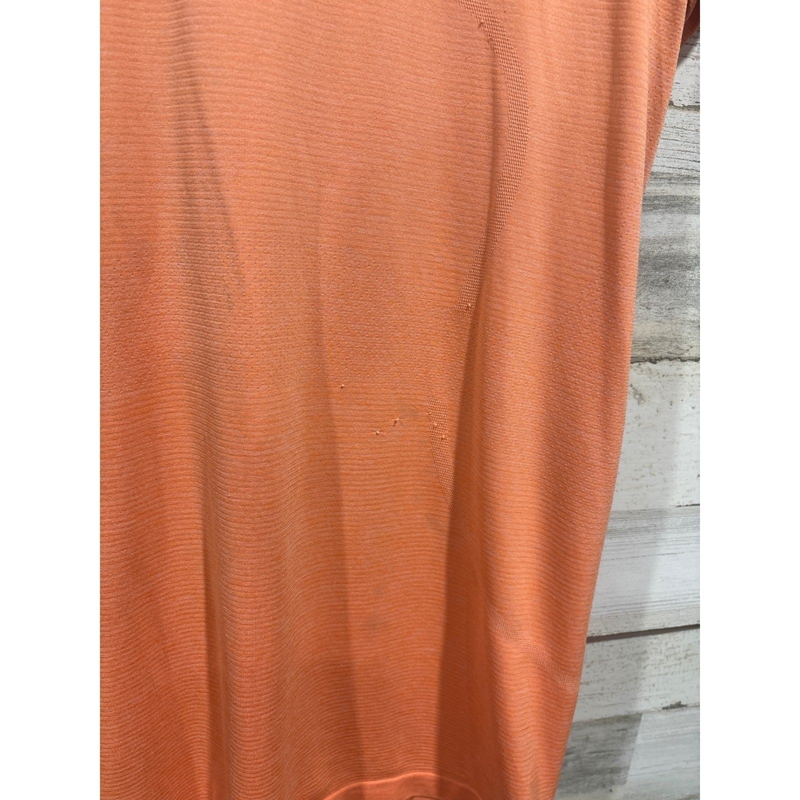 Lululemon Swiftly Tech Short Sleeve Women 14 Orange Mesh Knit Athletic GUC1
