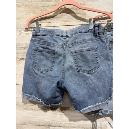 Cat & Jack Wallflower Shorts Girls 10/12 Blue Denim Cargo Stretch Bundle EUC2