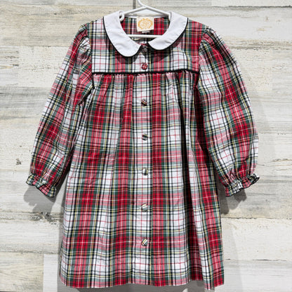 The Beaufort Bonnet Company Dress Girls 7 Red Plaid Holiday Classic EUC0