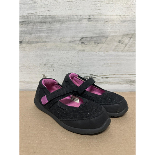 Cat & Jack Mary Jane Sneaker Girls 12 Black Glitter Hook and Loop GUC0