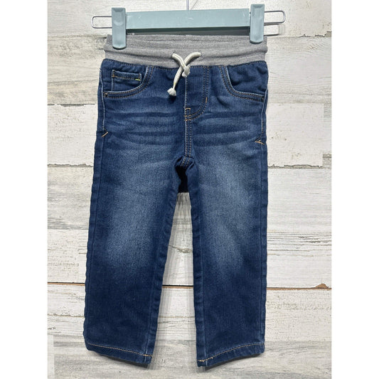 Cat and Jack Jeans Boys 2T Blue Elastic Waist Drawstring EUC0