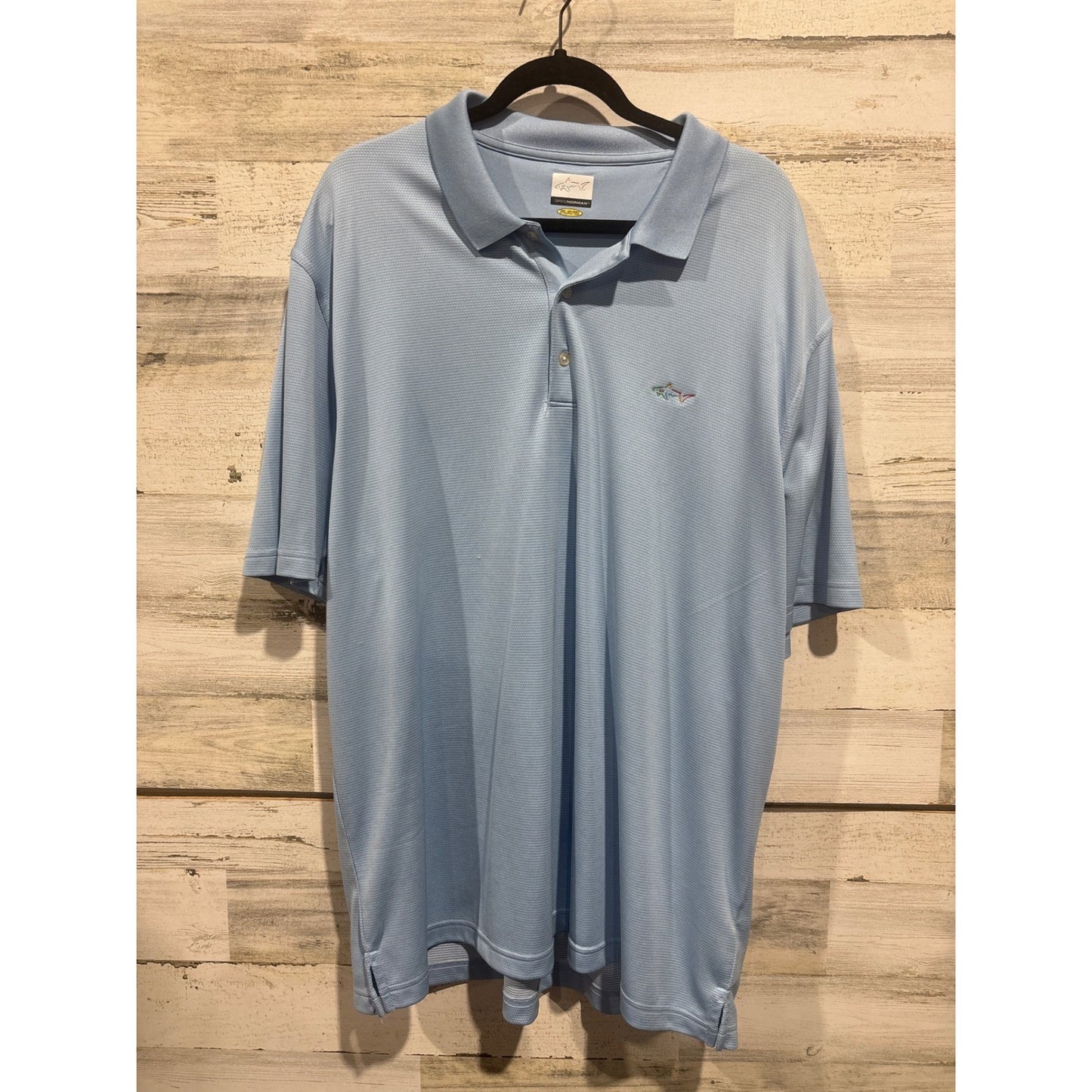 Greg Norman Polo Shirt Mens XXL Light Blue Performance Golfcore Preppy0