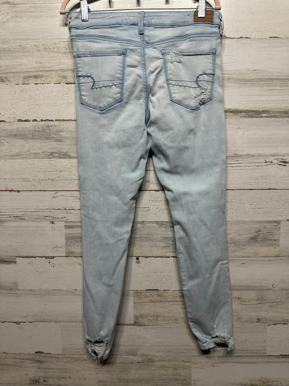American Eagle Skinny Jeans Womens 10 Light Blue Ripped Distressed Stretch2
