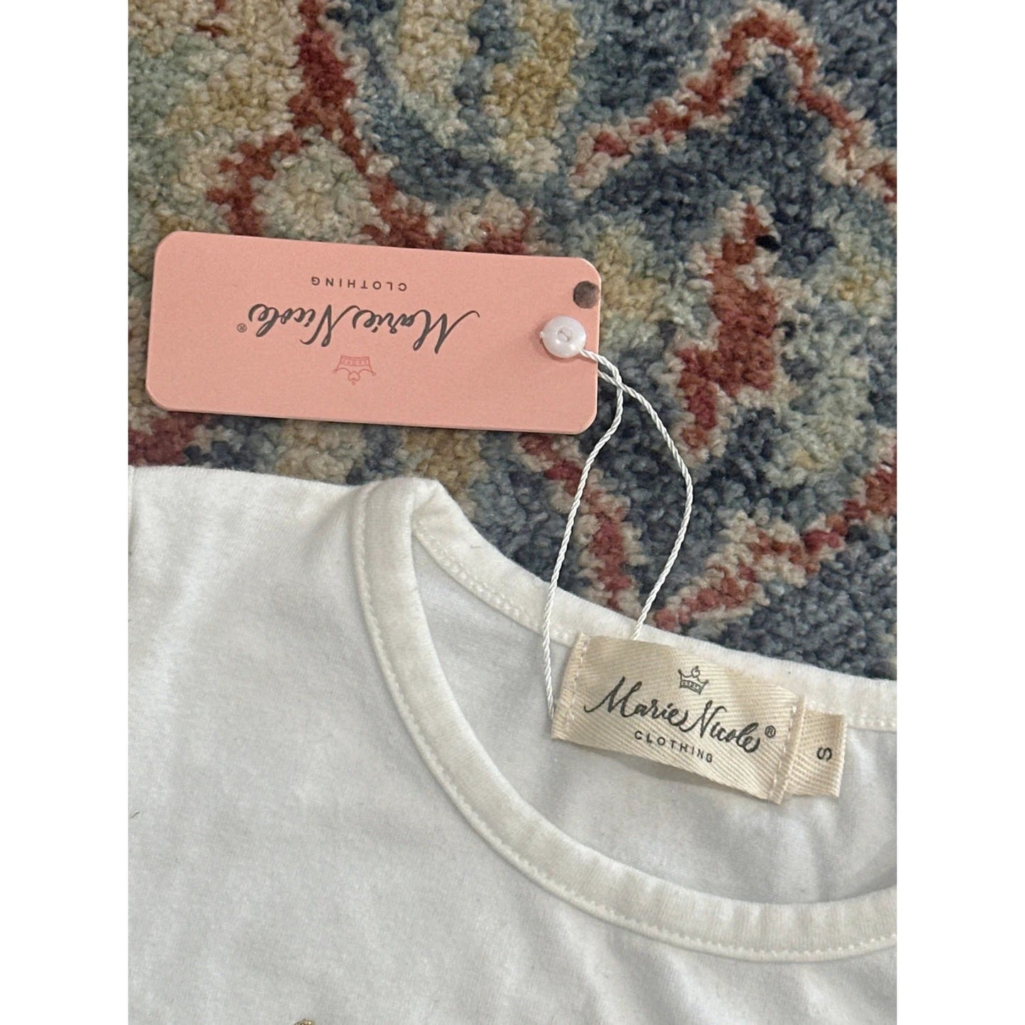 Marie Nicole Big Sister Tee Girls 2T White Gold Glitter Graphic NWT1