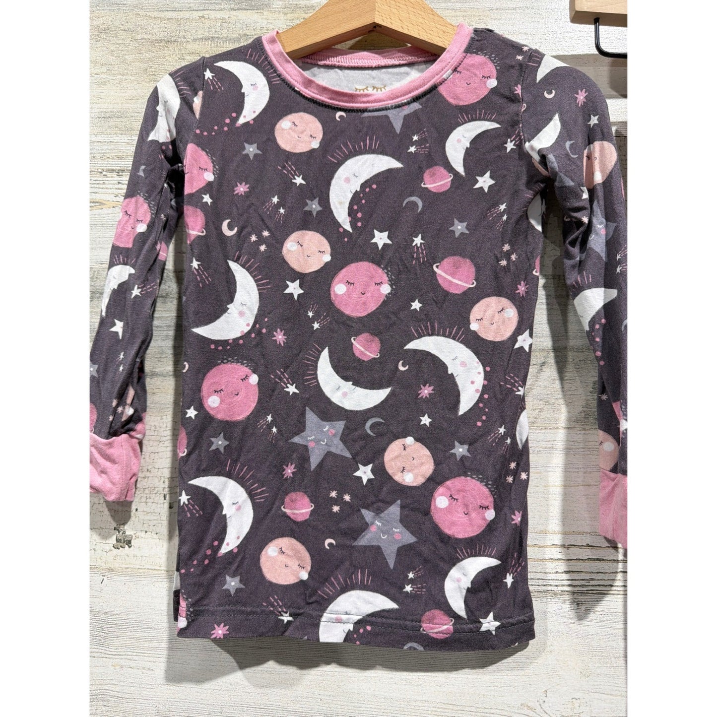 Little Sleepies Pajama Set Girls 2T Gray Pink Moon Stars Celestial1