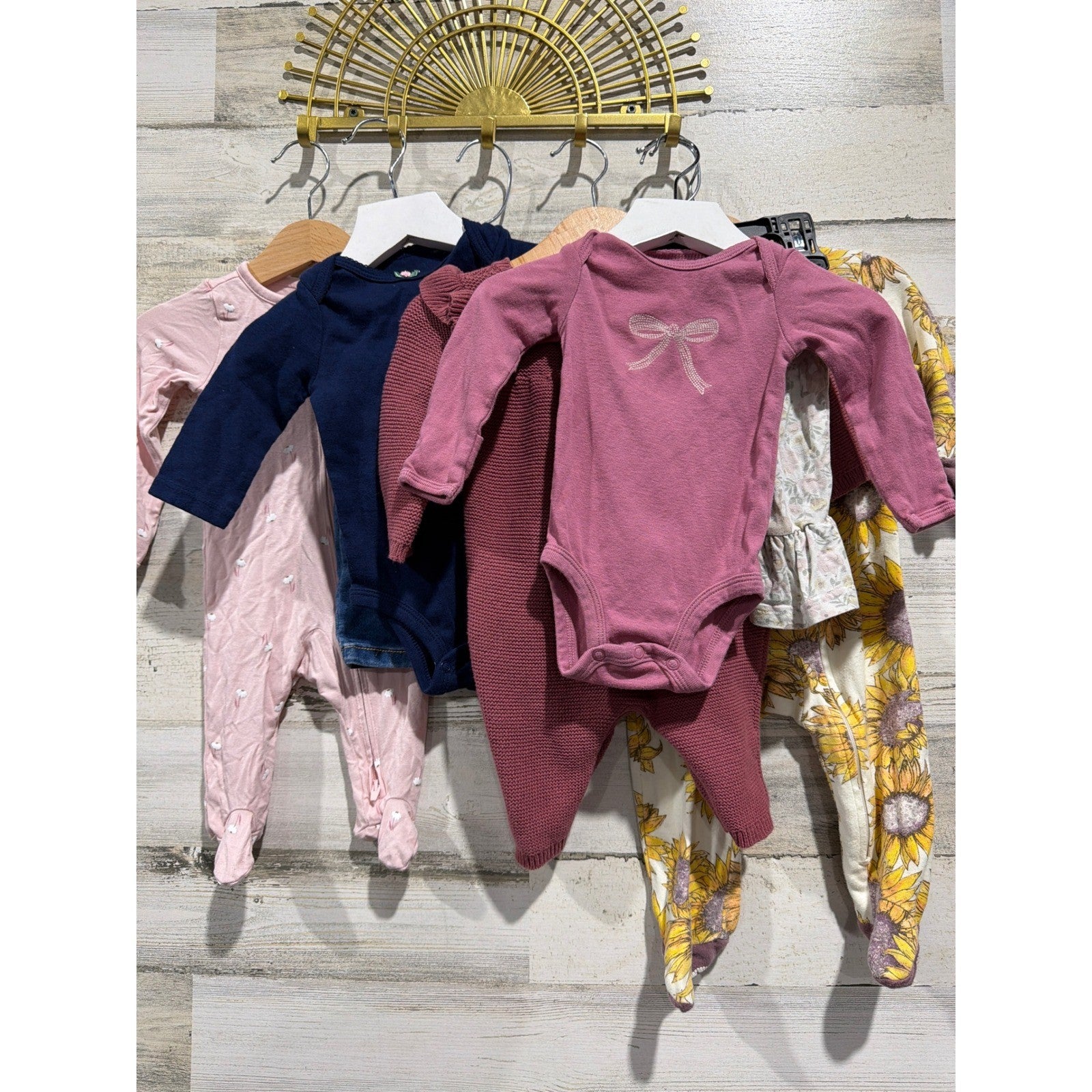 Old Navy Carters Burts Bees Baby Bundle 3-6M Pink Blue Floral Sleepers0