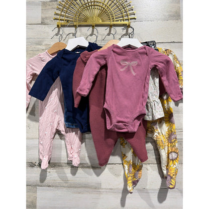 Old Navy Carters Burts Bees Baby Bundle 3-6M Pink Blue Floral Sleepers0