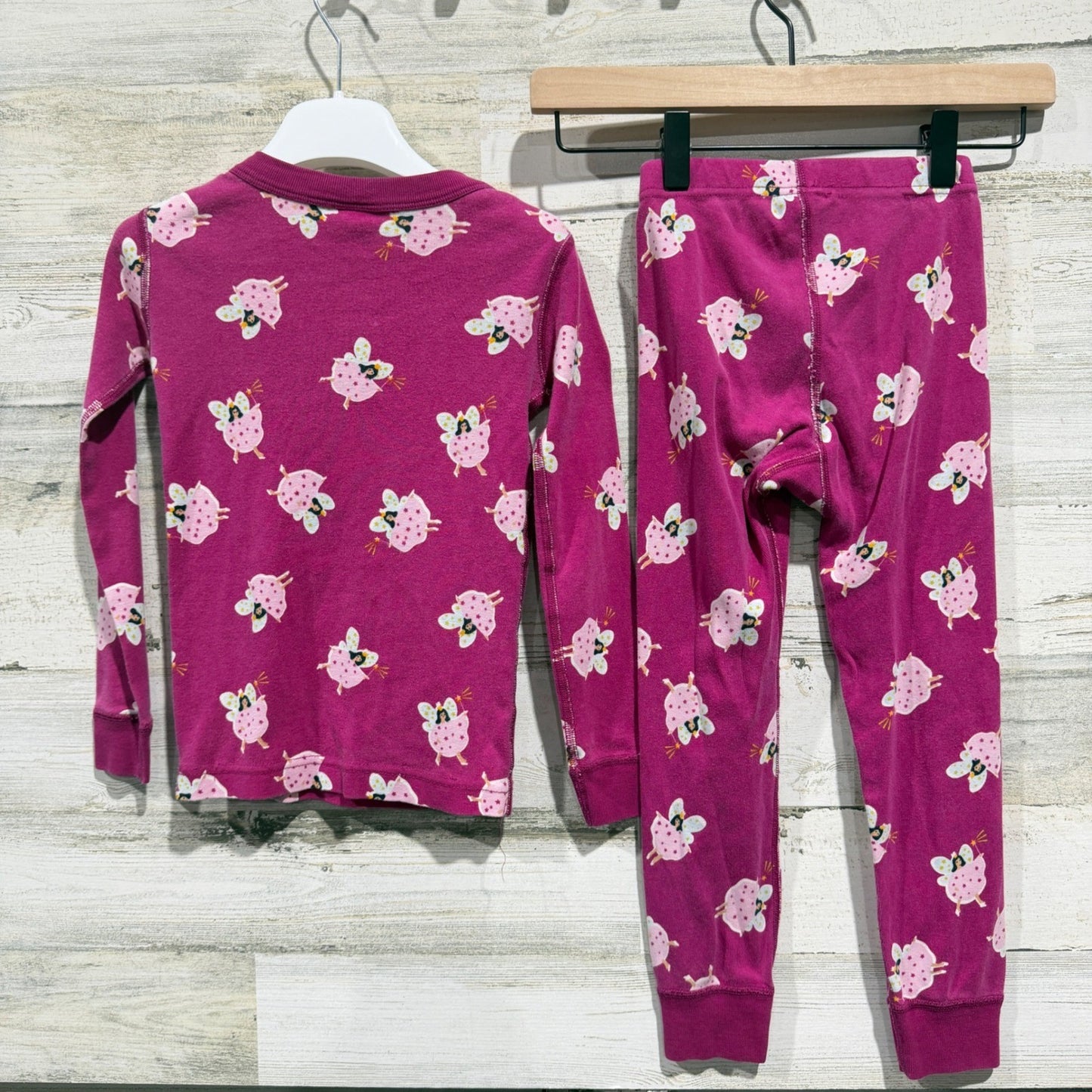 Hanna Andersson Pajama Set Girls 5 Pink Fairy Print Cotton Sleepwear *Flawed3