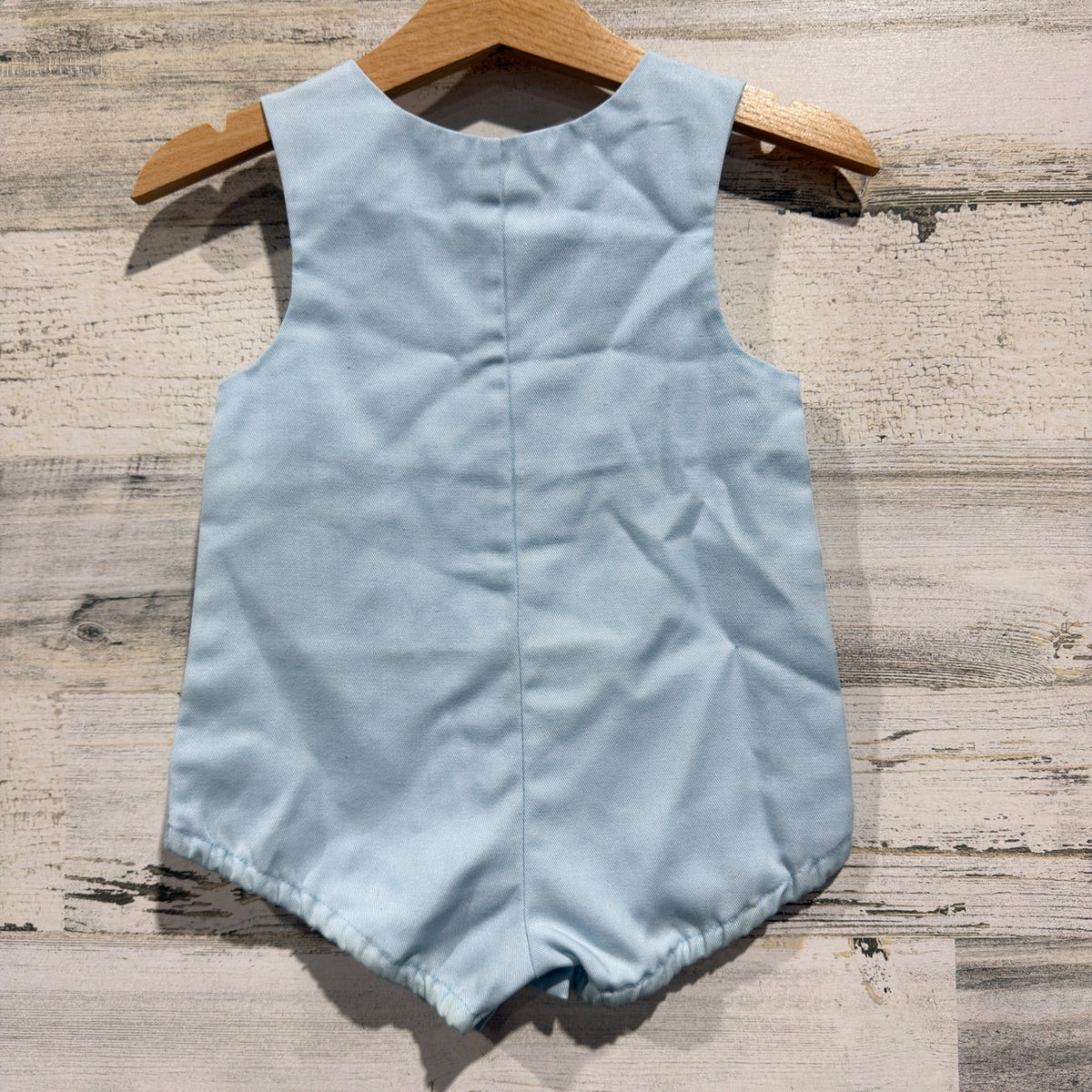 Vintage Clown & Bunny Romper Boys 3-6 Months Blue Poly Cotton 80s Style Flawed*3