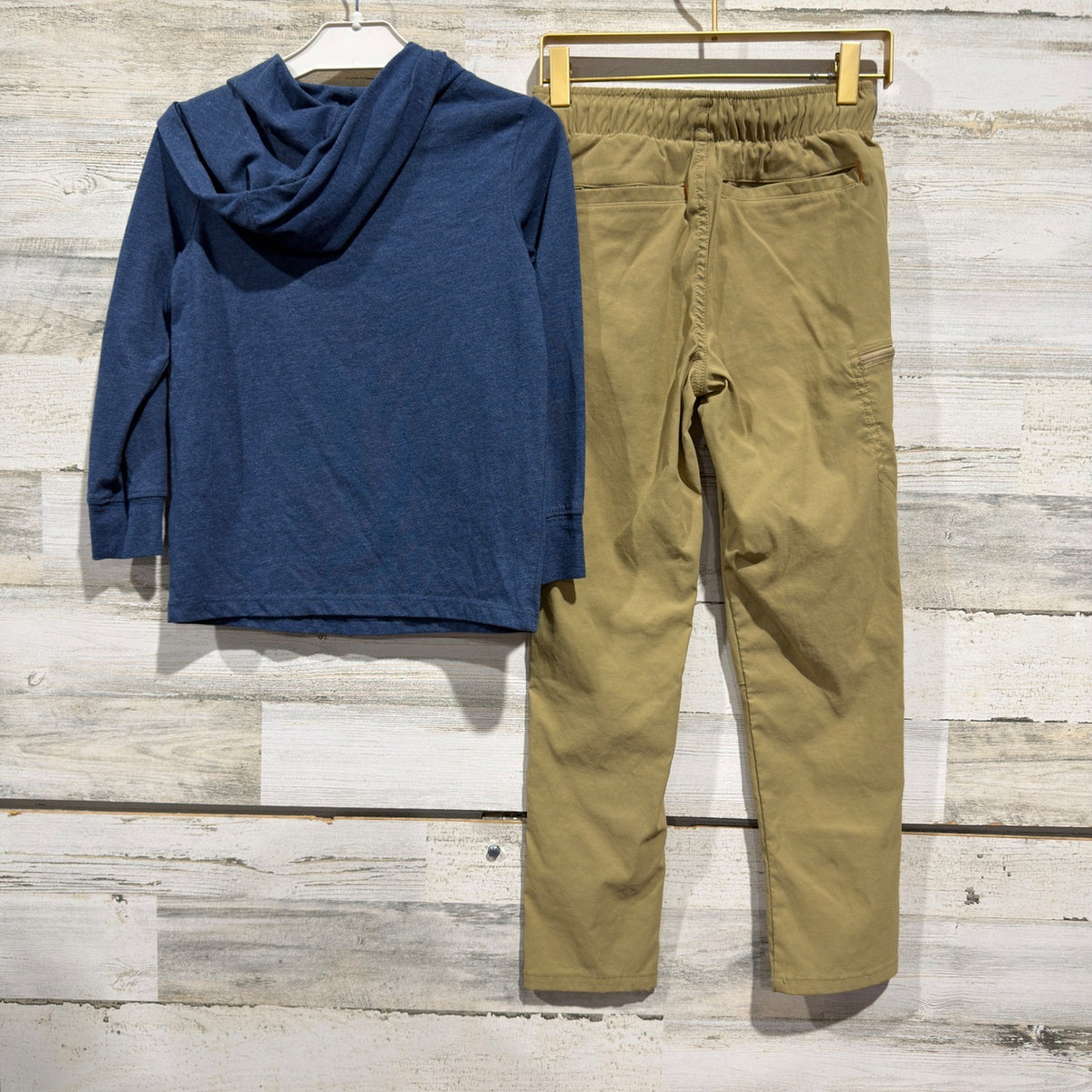 OshKosh Weatherproof Outfit Set Boys 7 Blue Khaki Retro Outdoor Fall EUC4