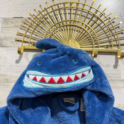 L.L. Bean Shark Hooded Fleece Robe Kids 5-6 Blue Polyester Animal Flawed*1